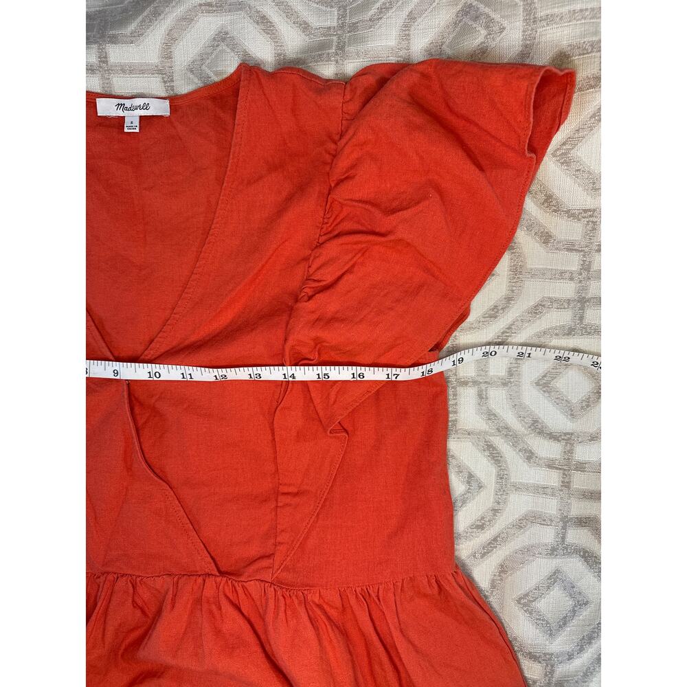 Madewell Linen-Blend Flutter-Sleeve Peplum Top size s - Picture 4 of 8